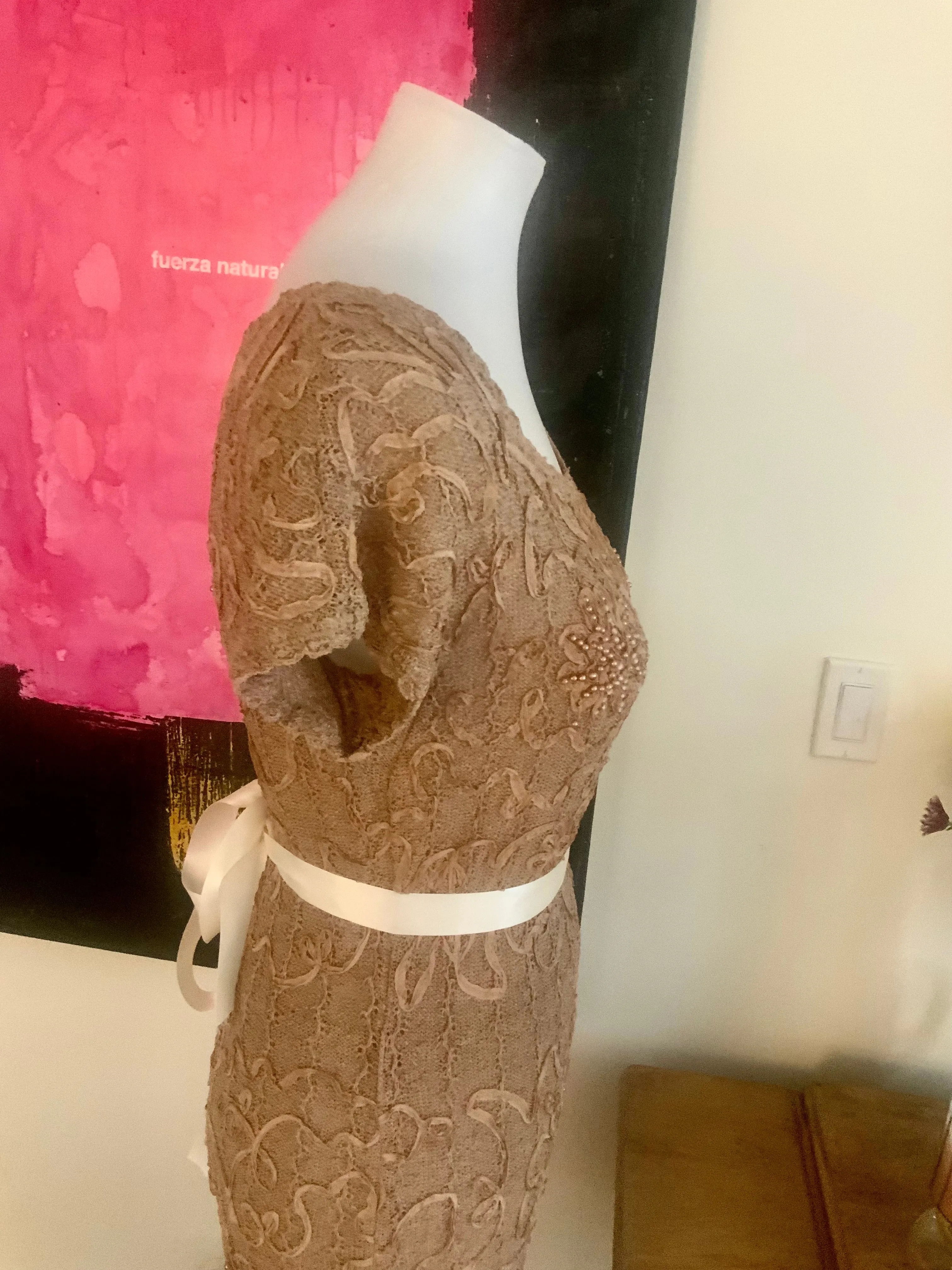 Knitted Dress, Beaded, Soutache Ribbon Embroidery - 30s