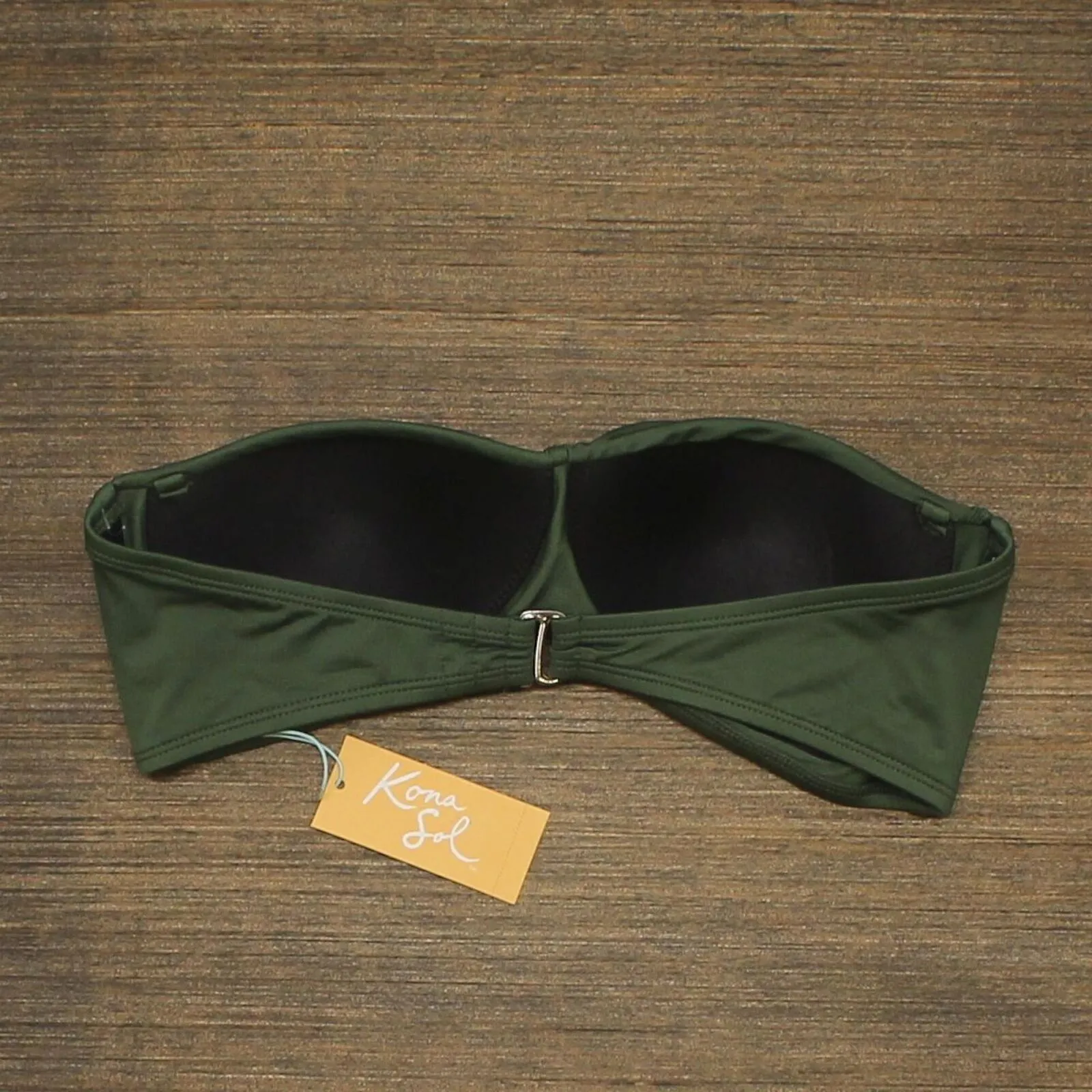 Kona Sol Women's Molded Bandeau Bikini Top Dark Green Medium (8-10)