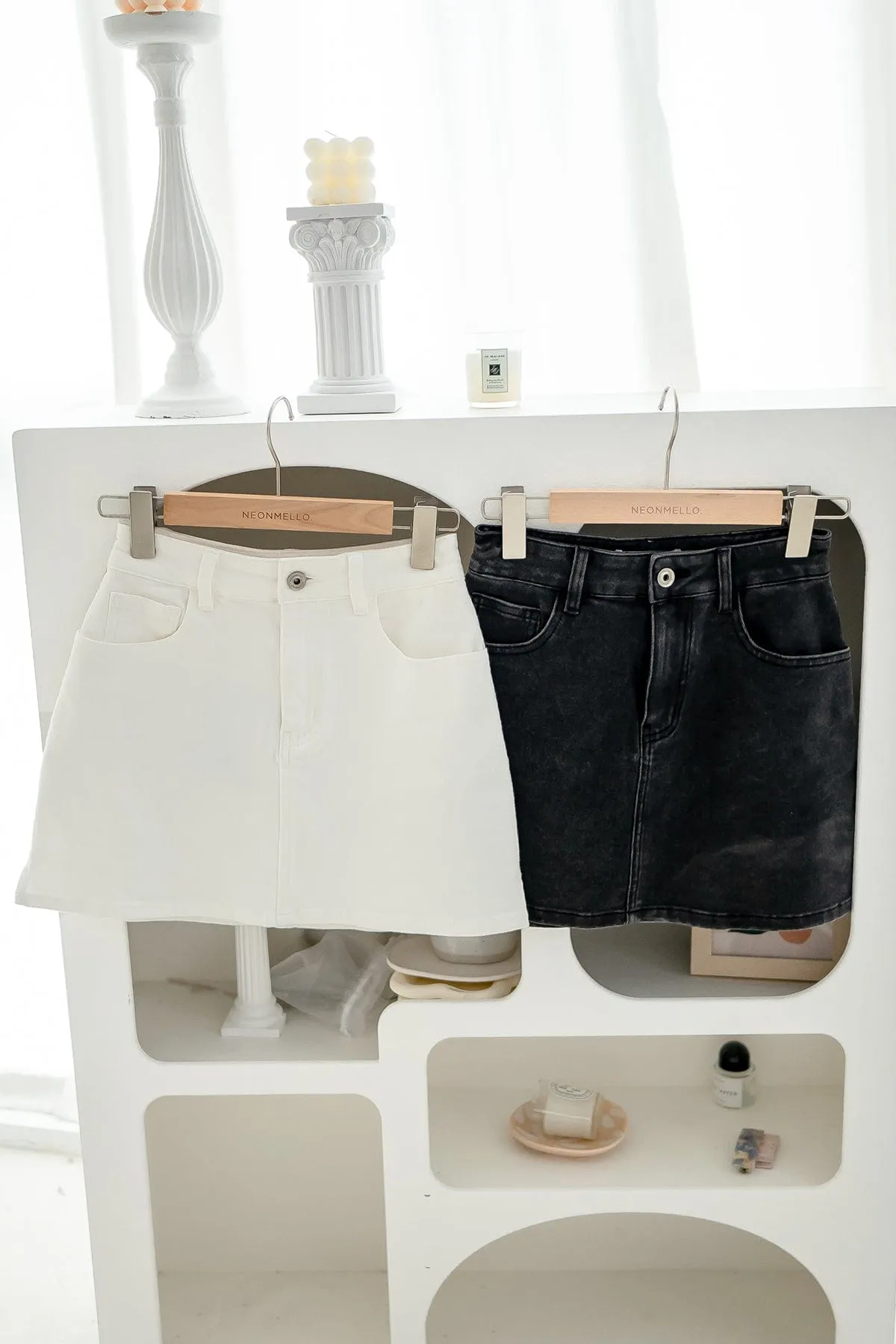 KYE DENIM SKIRT IN ACID STEEL