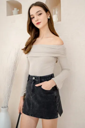 KYE DENIM SKIRT IN ACID STEEL