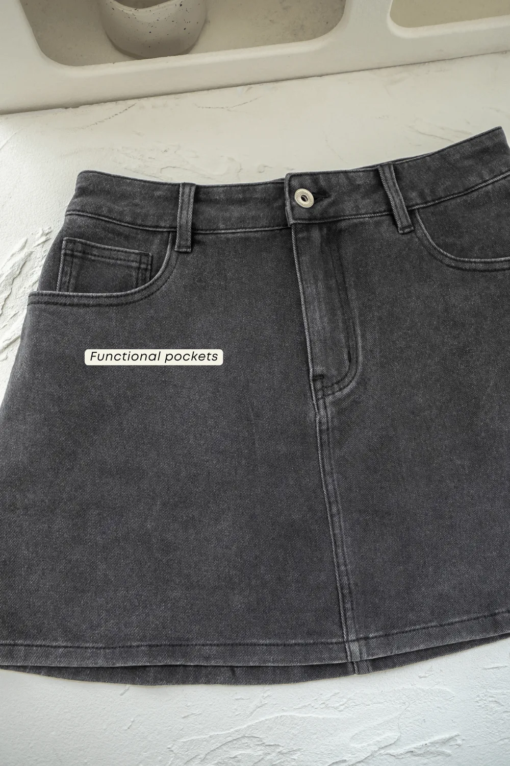 KYE DENIM SKIRT IN ACID STEEL