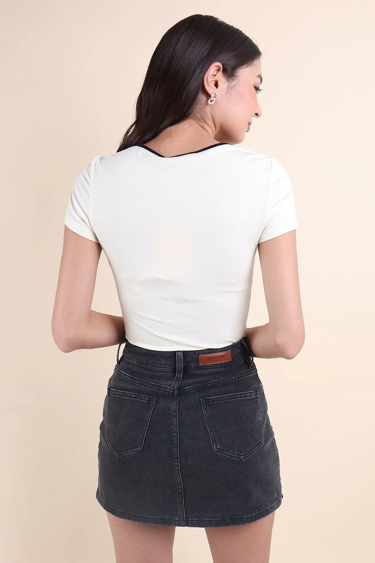 KYE DENIM SKIRT IN ACID STEEL