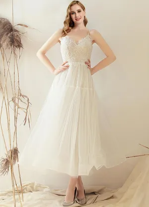 Lace Embroidery Backless Simple Slim Wedding Bridal Dress