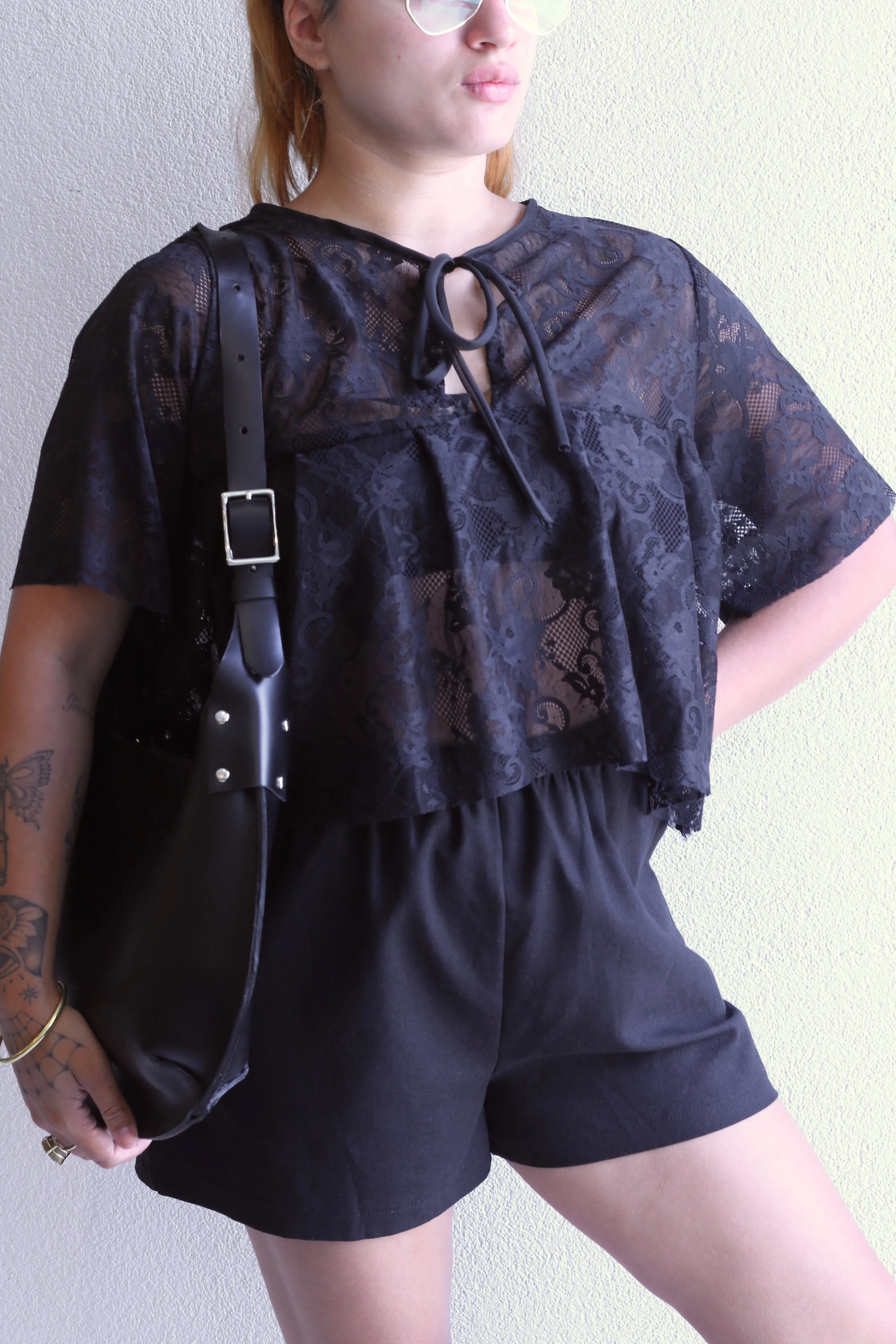 Lace Tie Neck Top