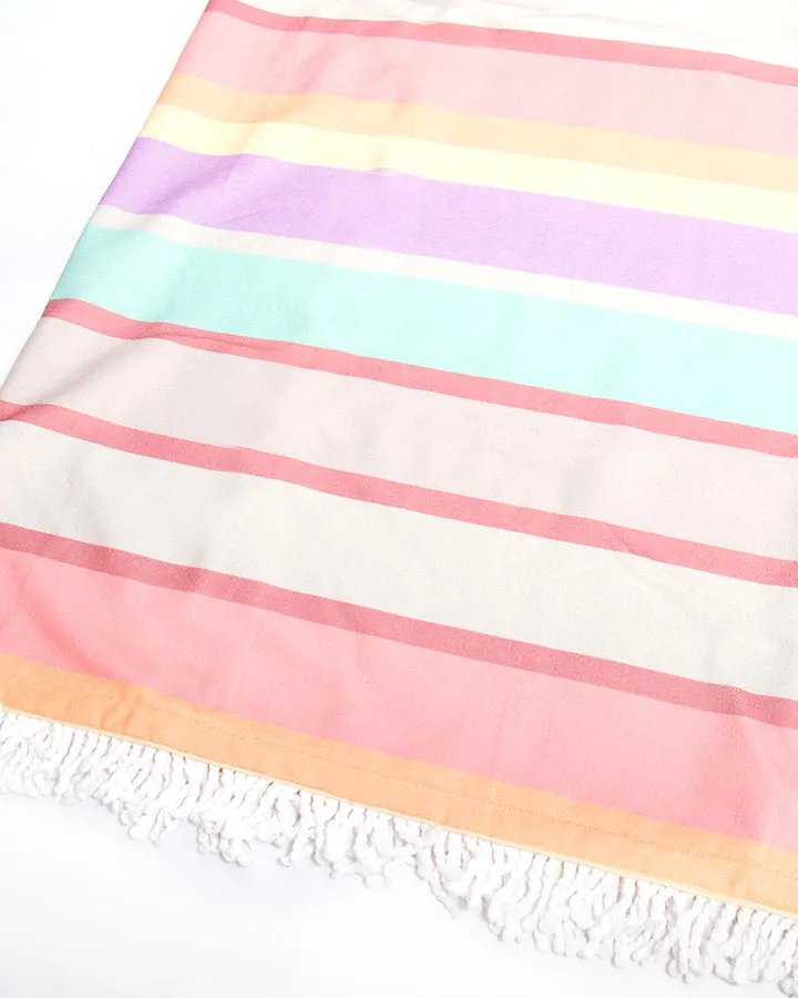 Ladies Sunkissed Hooded Poncho - Apricot/Violet