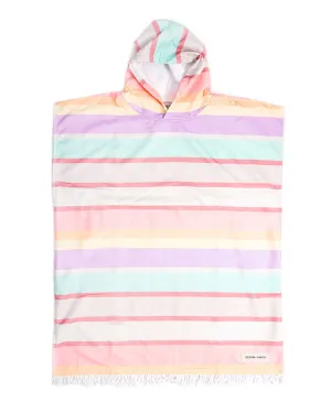 Ladies Sunkissed Hooded Poncho - Apricot/Violet
