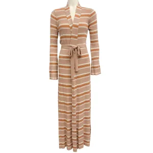 L'Agence Beige Multi Metallic Striped Mirija Duster Cardigan