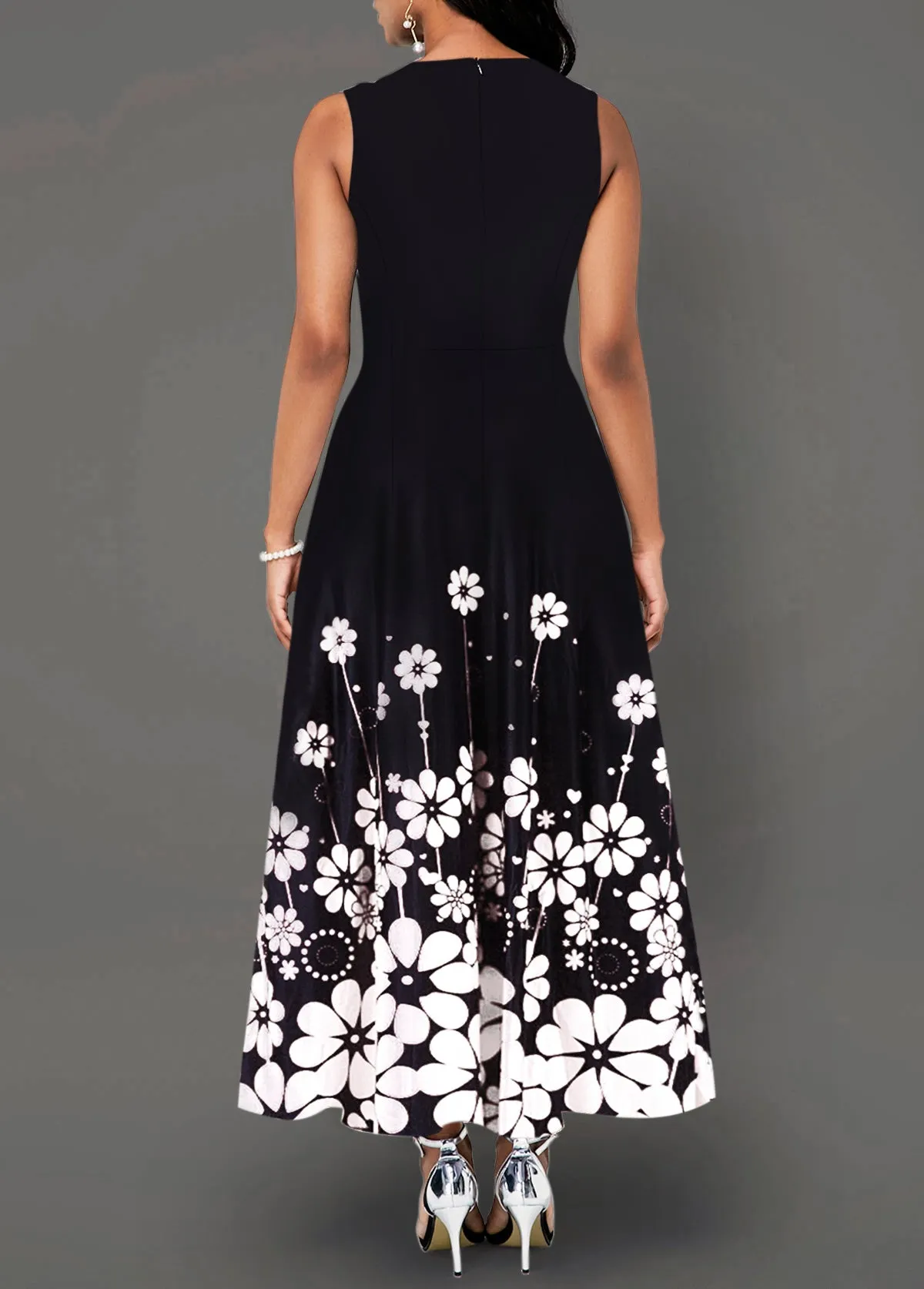 Large Size Elegant Women's Floral Print Long Maxi Dress Evening Party Beach Dress Summer Sleeveless Long Flower Sun dresses