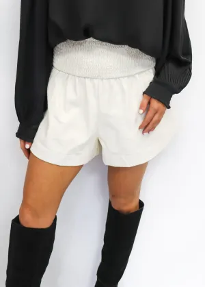 LBLOX Faux Leather Shorts - Cream