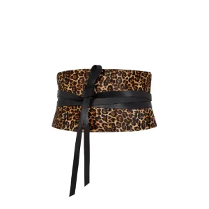 Leather Obi Corset Belt - Leopard
