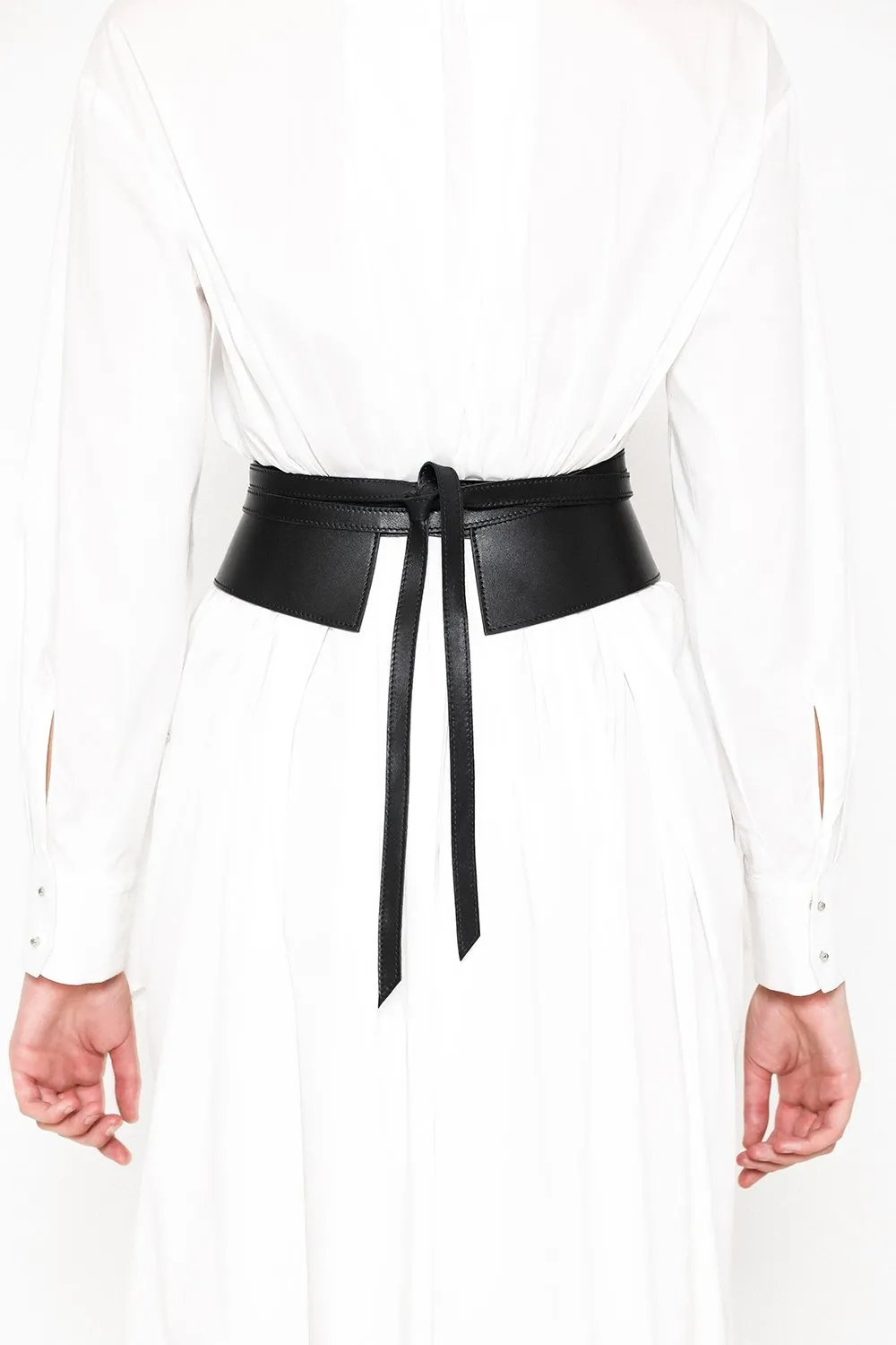 Leather Obi Corset Belt - Pitch Black