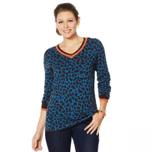 Lemon Way Women's Animal Print Varsity Sweater