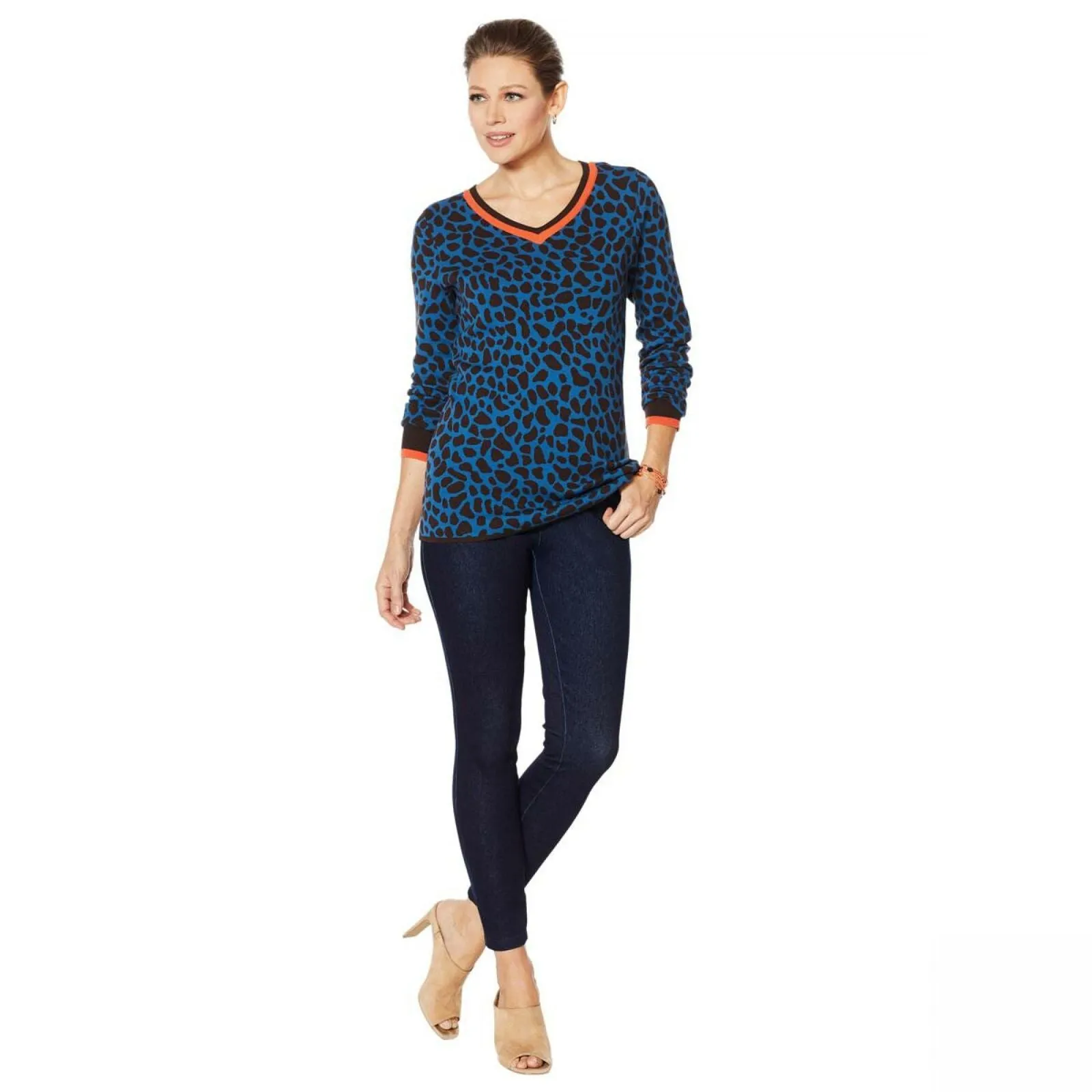 Lemon Way Women's Animal Print Varsity Sweater