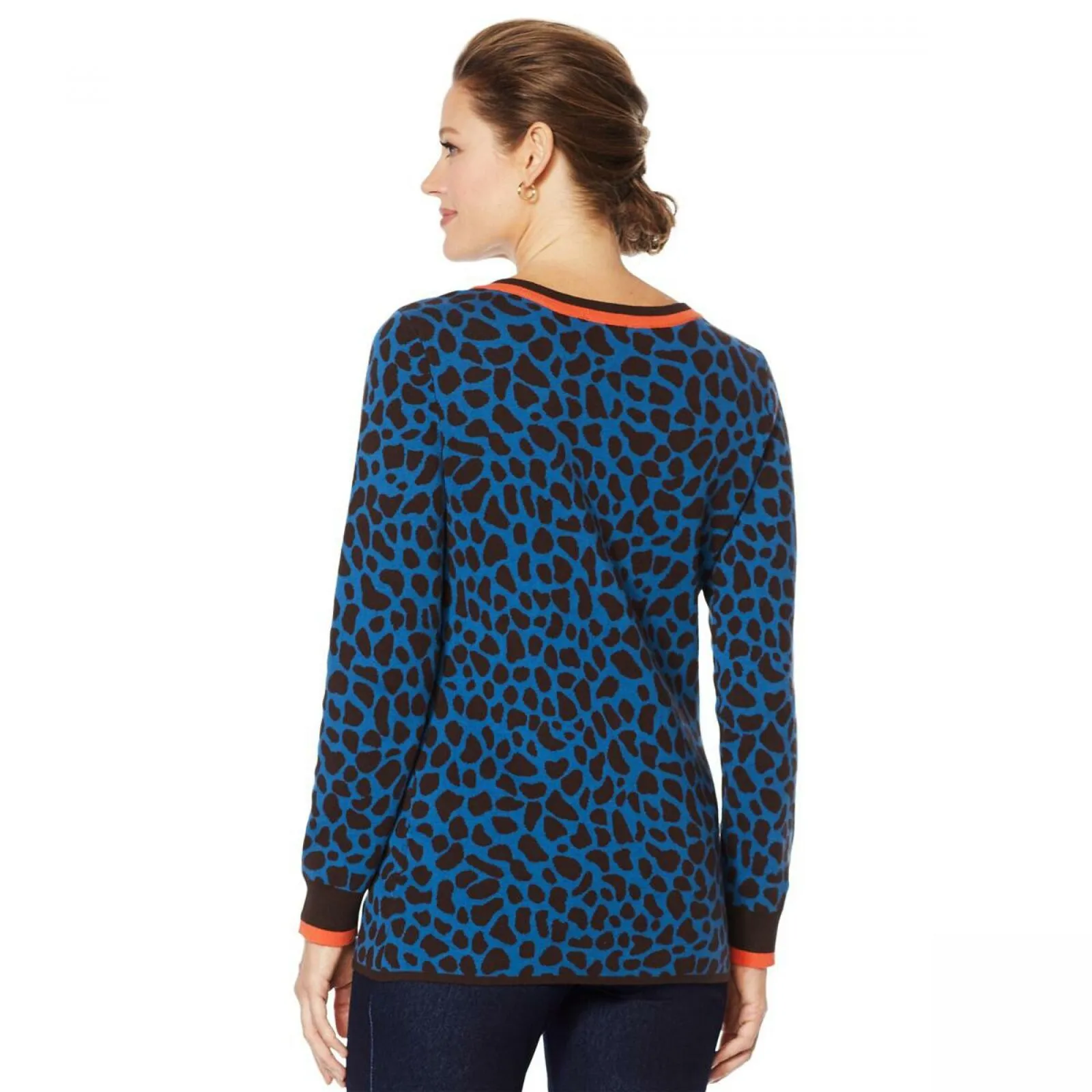 Lemon Way Women's Animal Print Varsity Sweater
