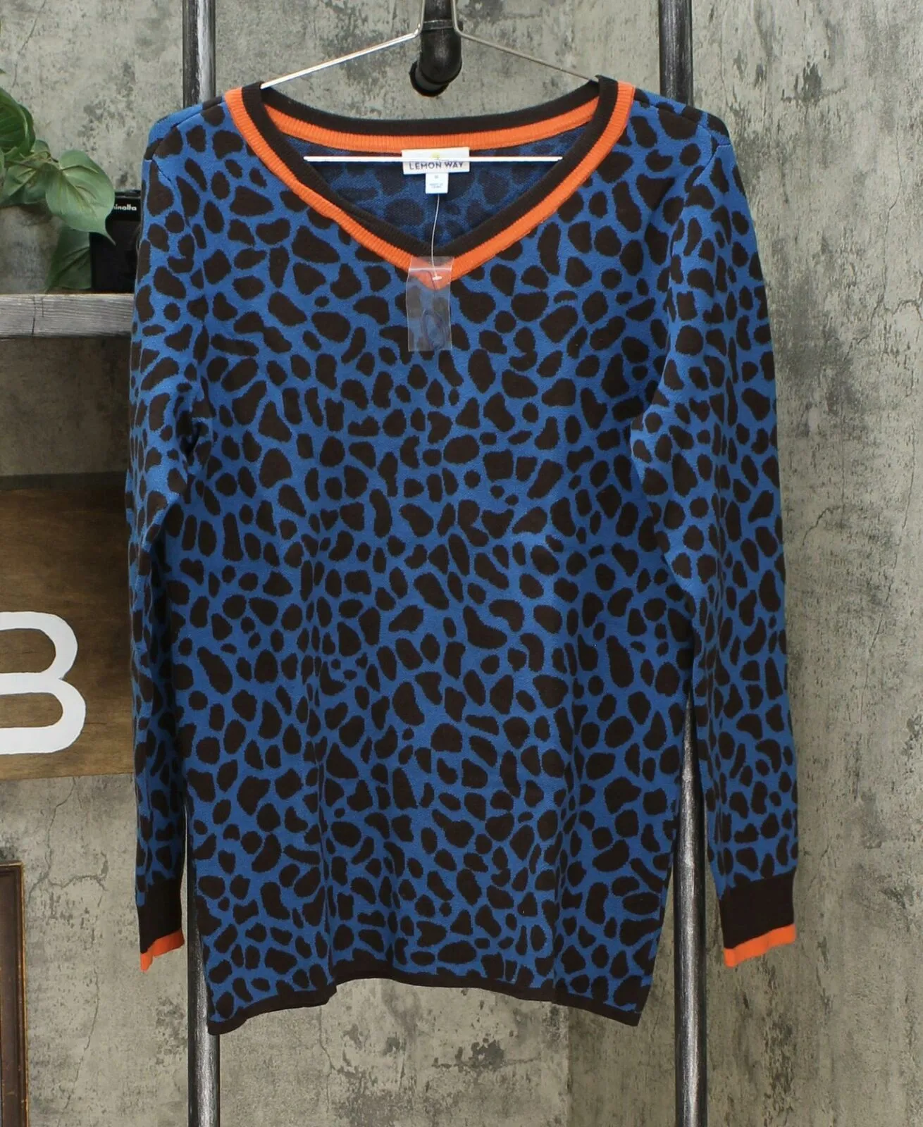 Lemon Way Women's Animal Print Varsity Sweater