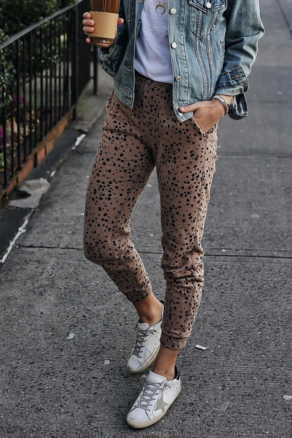 Leopard Pocketed Casual Skinny Pants