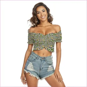 Leopard Splash Womens Off-Shoulder Blouse