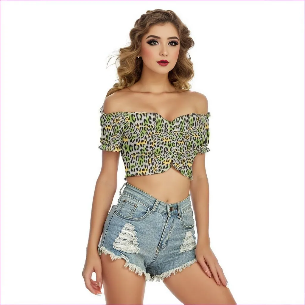 Leopard Splash Womens Off-Shoulder Blouse