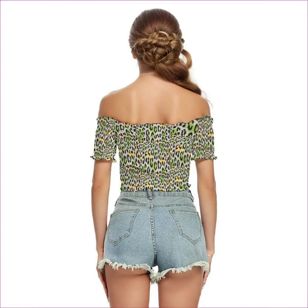 Leopard Splash Womens Off-Shoulder Blouse