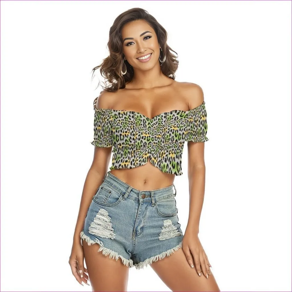 Leopard Splash Womens Off-Shoulder Blouse