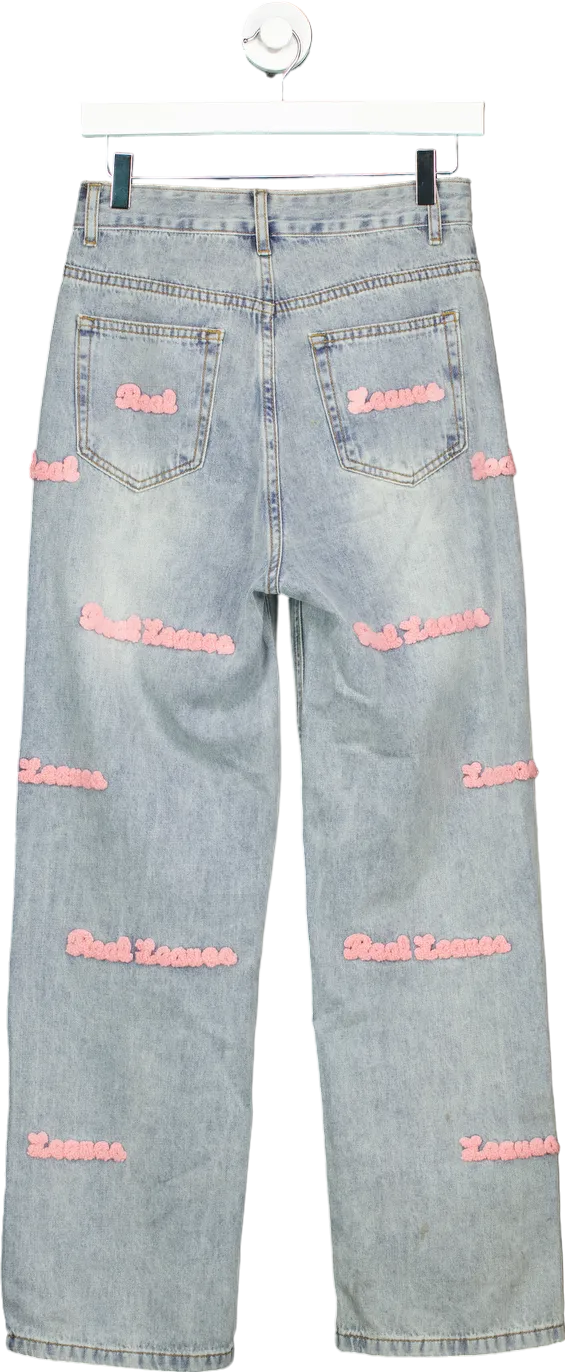 Light Blue Embroidered Jeans UK S