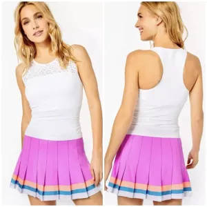 Lilly Pulitzer UPF 50  Luxletic® Pink pleated, striped hem Loren skorts size S