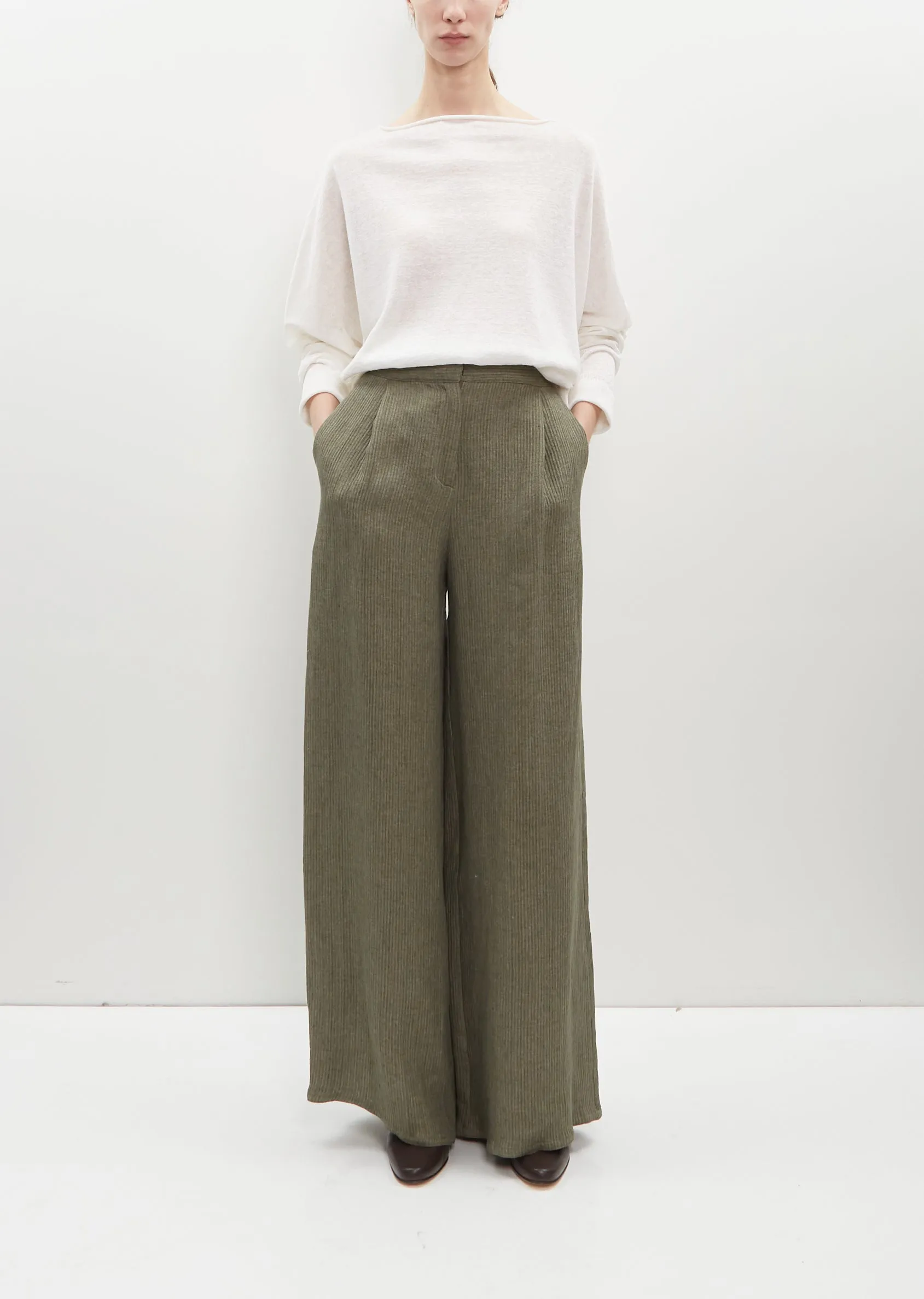 Linen-Cashmere Knit Chunky Boatneck