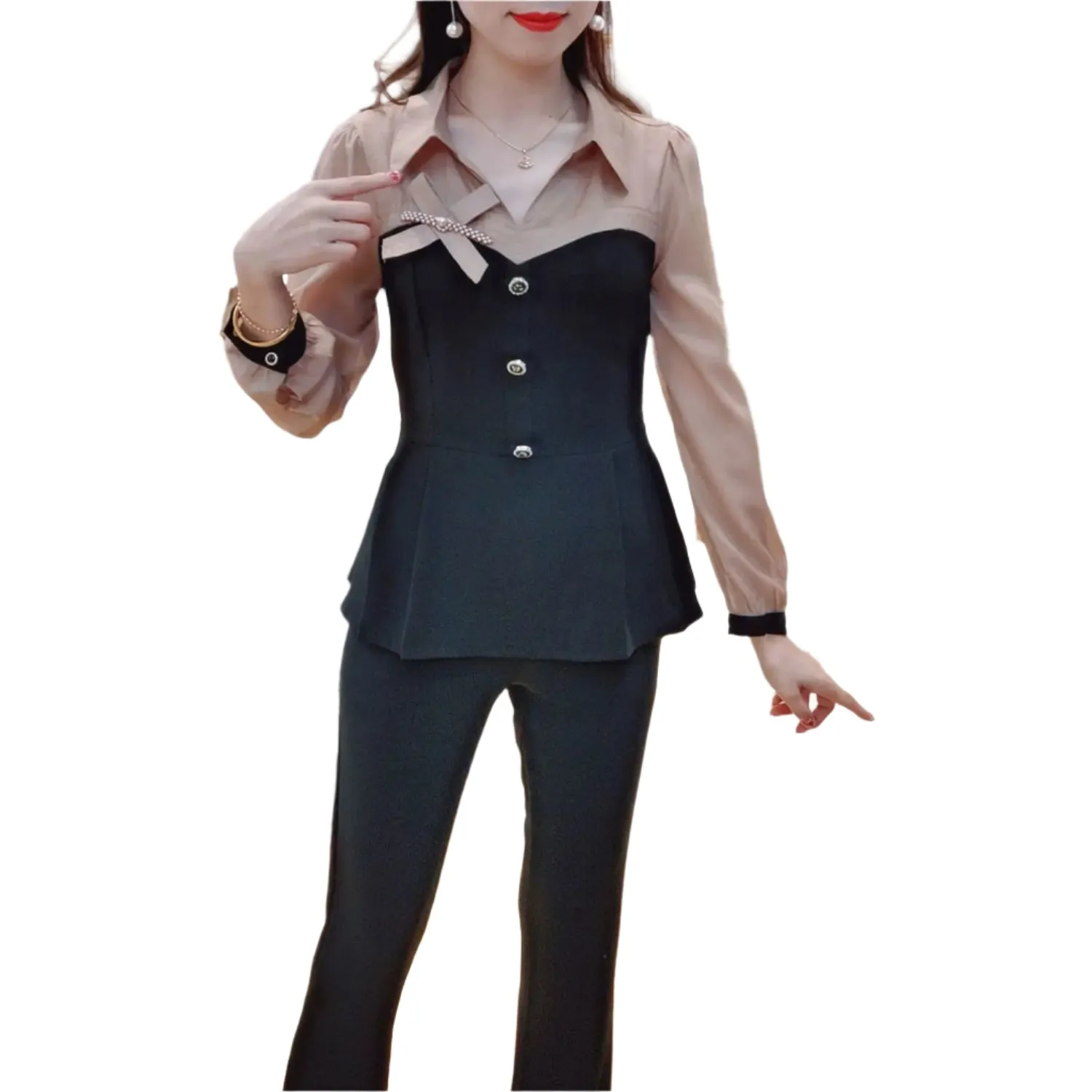 Long Sleeved Spliced Matching Set