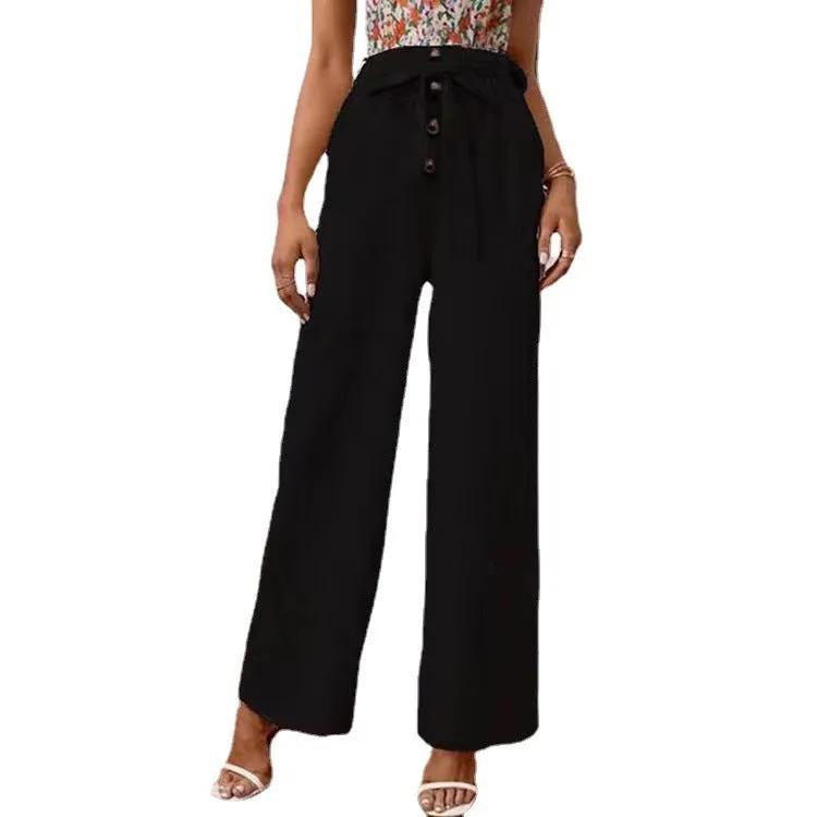Loose Fitting Button Down Flowing Pants