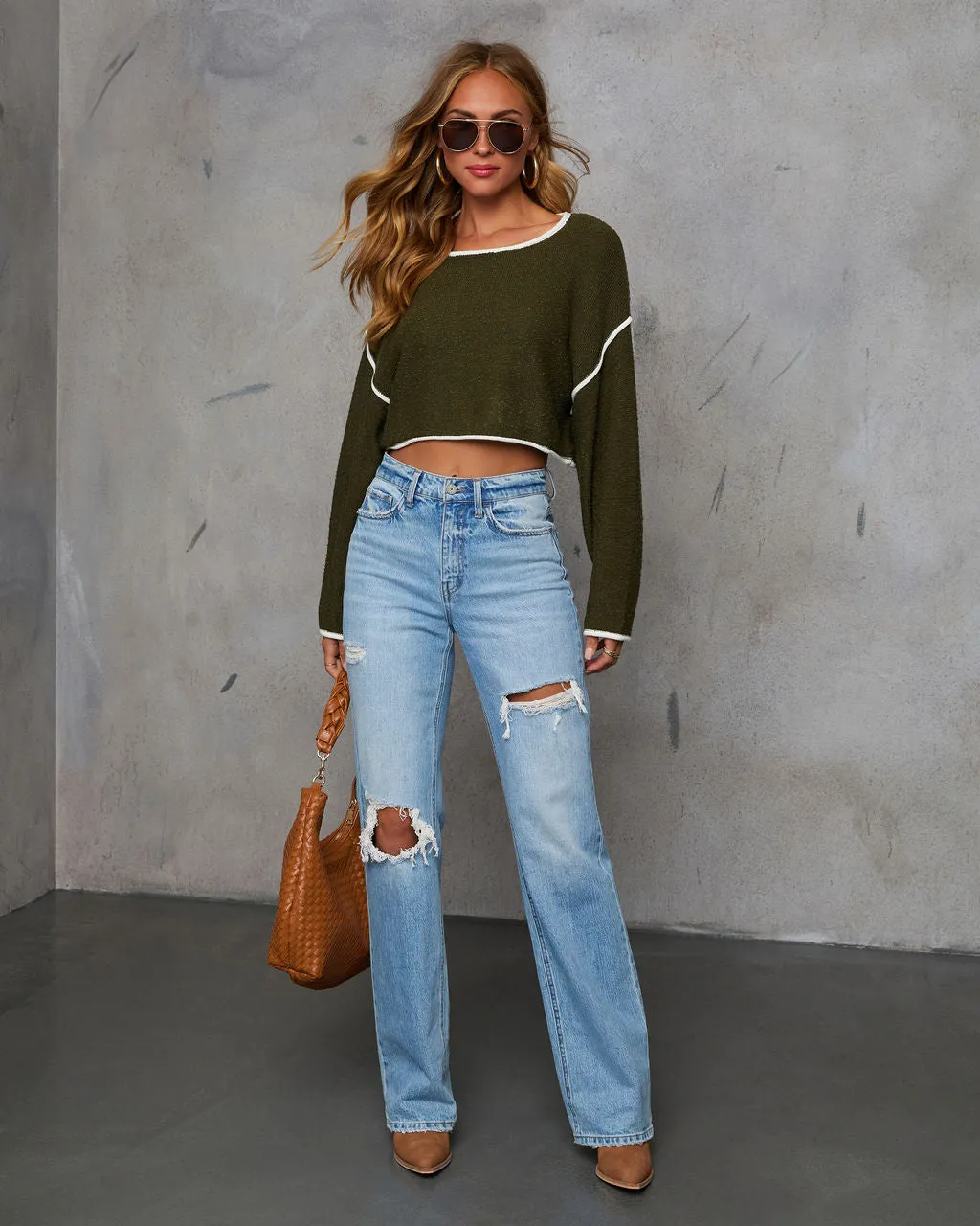 Lorian Contrast Seams Sweater
