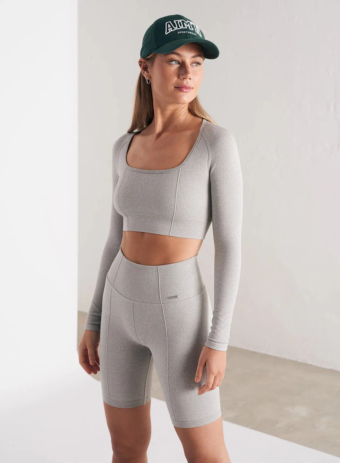 Luxe Seamless Biker Shorts - Light Grey Melange