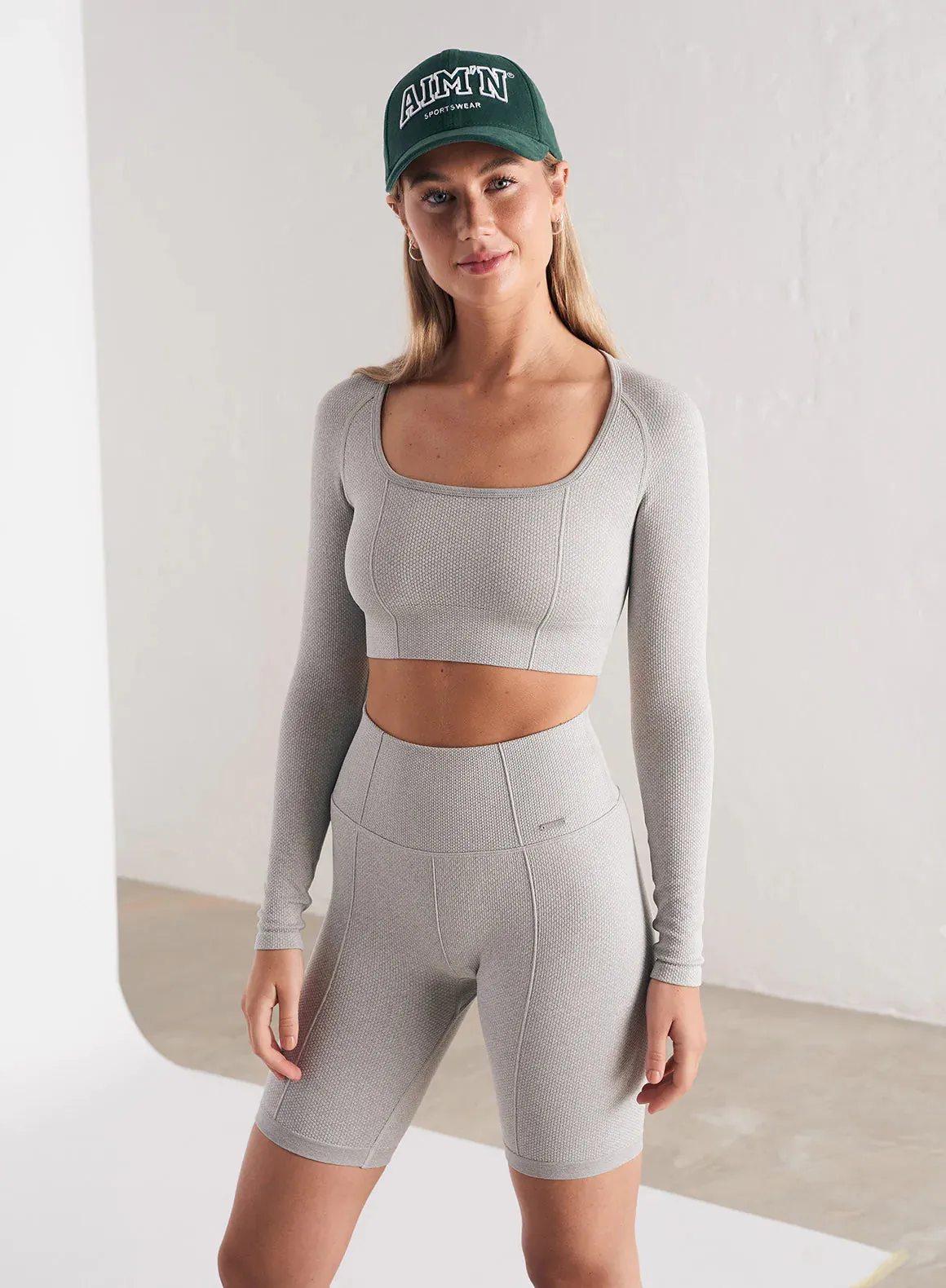 Luxe Seamless Biker Shorts - Light Grey Melange