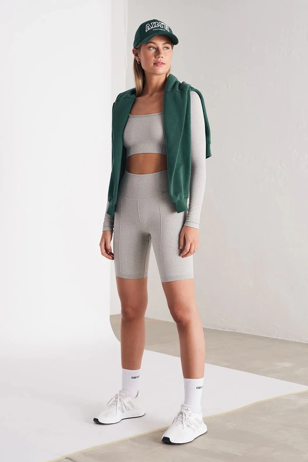 Luxe Seamless Biker Shorts - Light Grey Melange