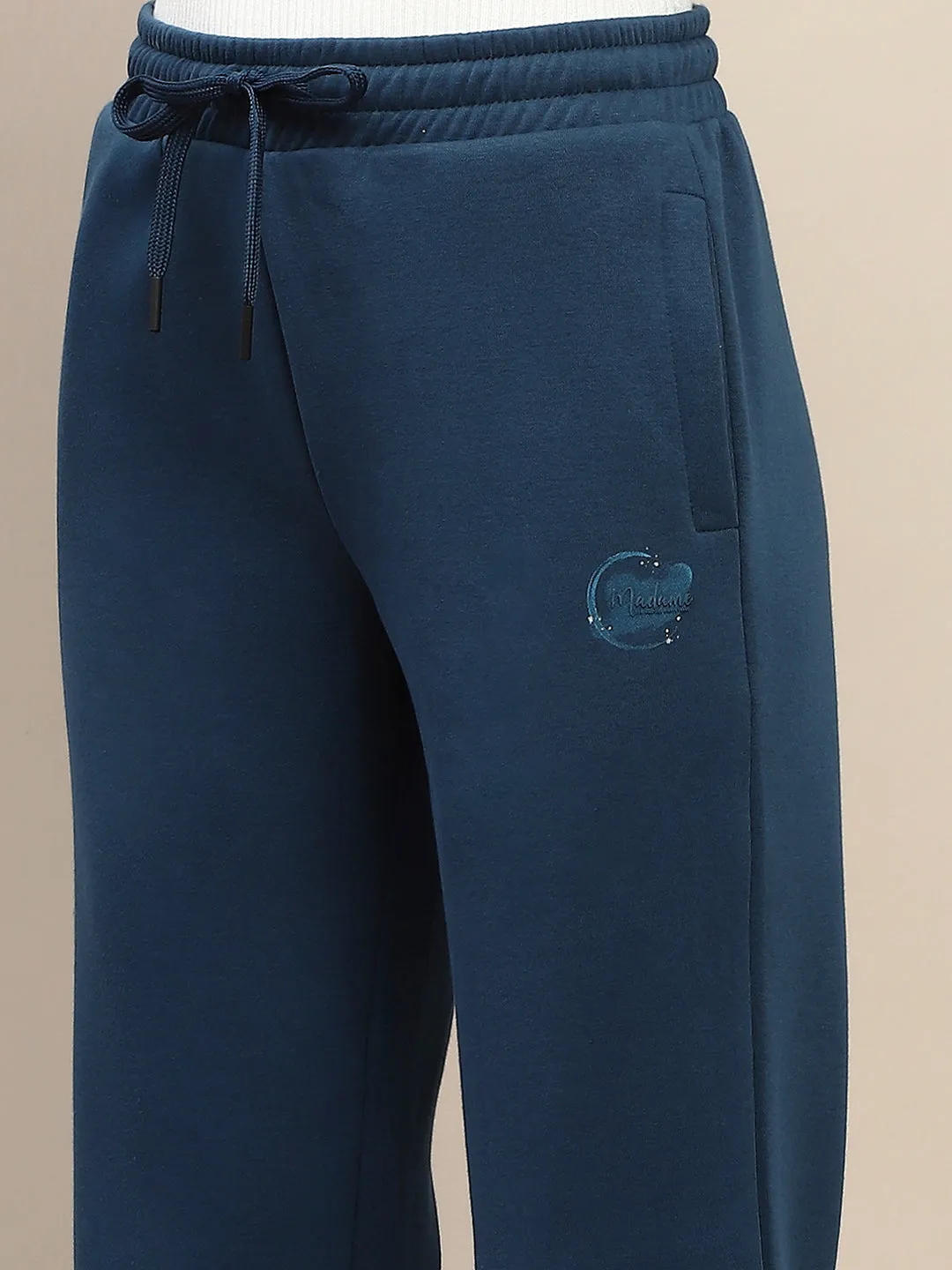 Madame Placement Printed Cotton Black Track Bottoms