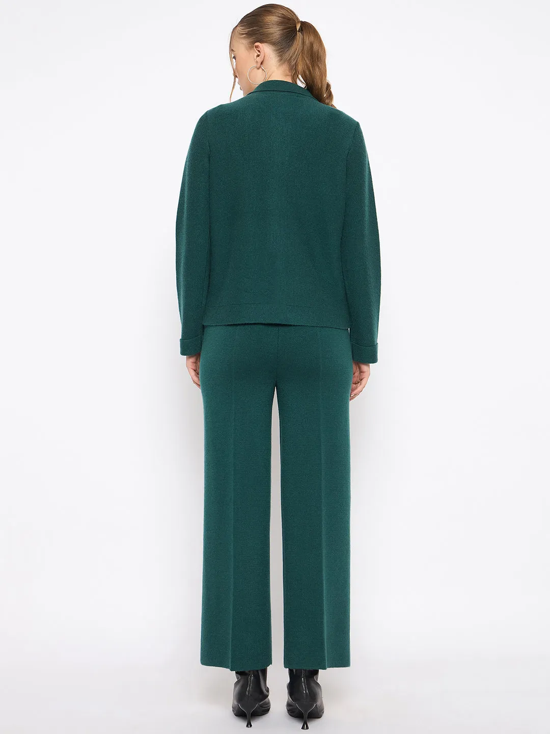 Madame Shirt and Bottoms Green Nylon Blend Co-ord Set