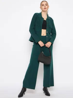 Madame Shirt and Bottoms Green Nylon Blend Co-ord Set
