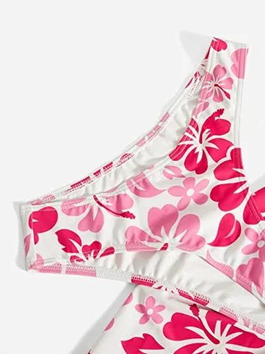 MakeMeChic Women's 3 Piece Bikini Set Halter Tie Back High Cut Swimsuit Bathing Suit with Cover Up