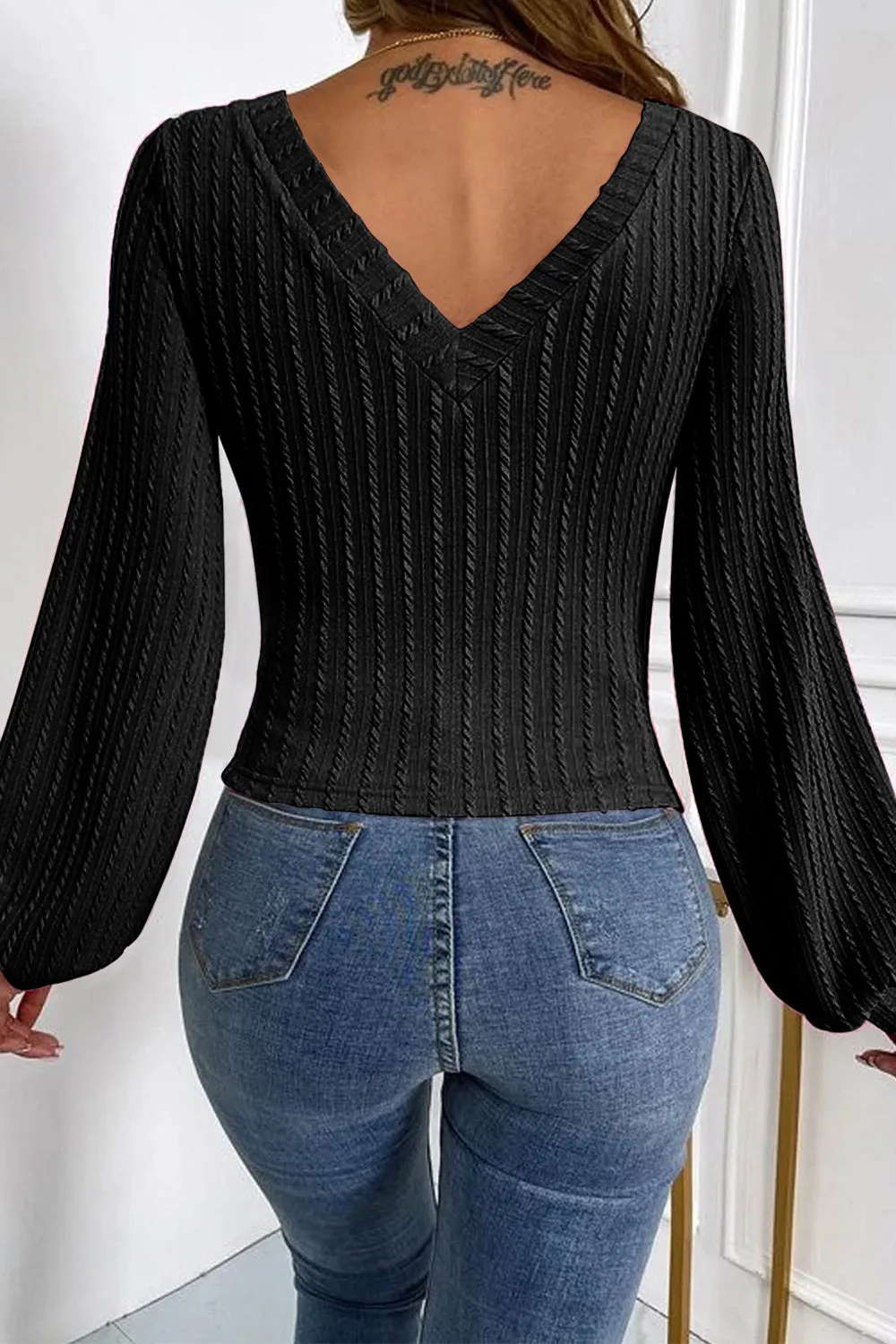 Mallory Black Knit Top