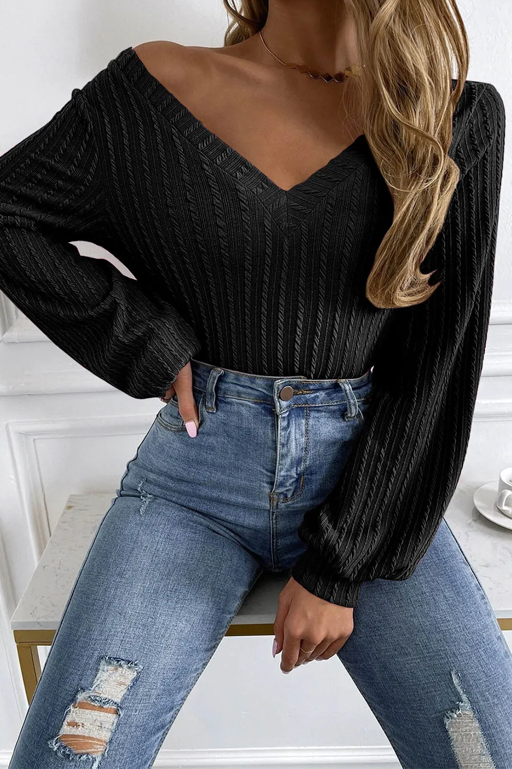 Mallory Black Knit Top
