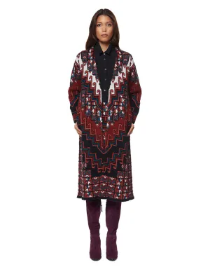 Mara Hoffman Knit Sweater Coat in Burgundy