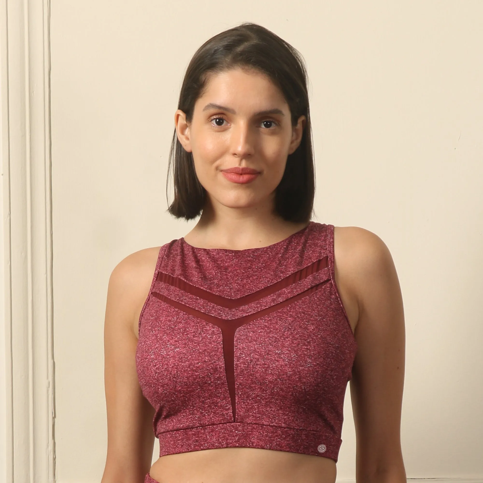 Medium Impact Quicky Dry Padded Sports Bra with Racerback and Mesh Detailing