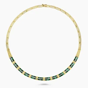 MELIS GORAL Mirror Malachite Enamel Diamond Necklace