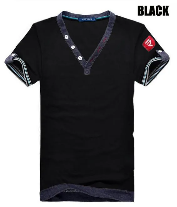 Men's 3 Button V-Neck Tee