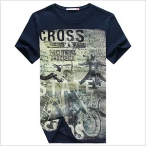 Men's Floral Short Sleeve Round Collar T-Shirt