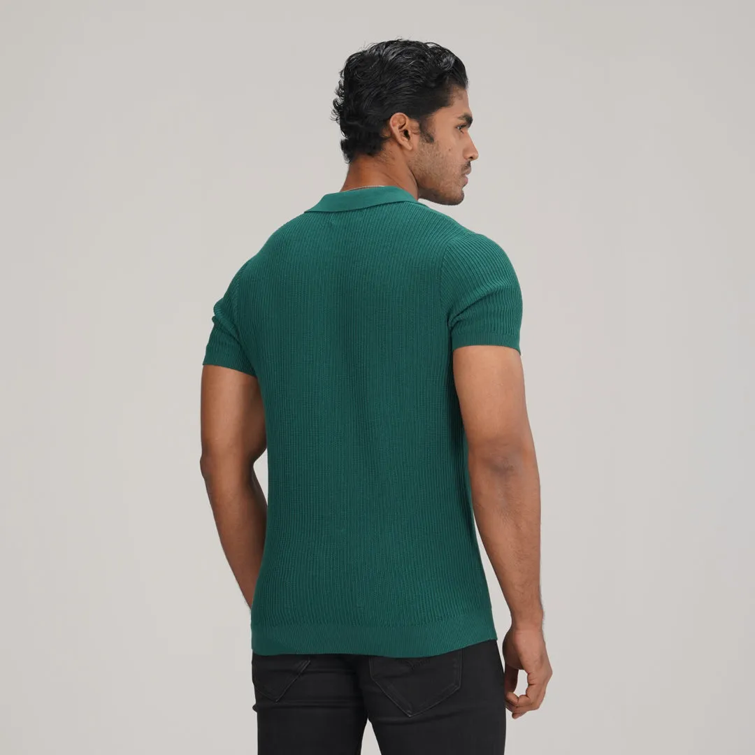 Mens Green Sweater Polo