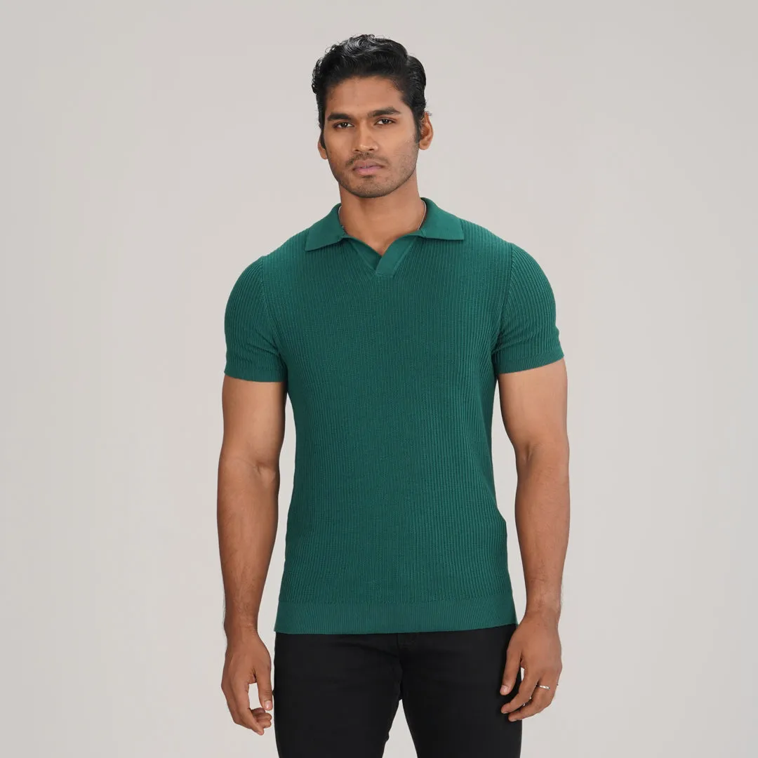 Mens Green Sweater Polo