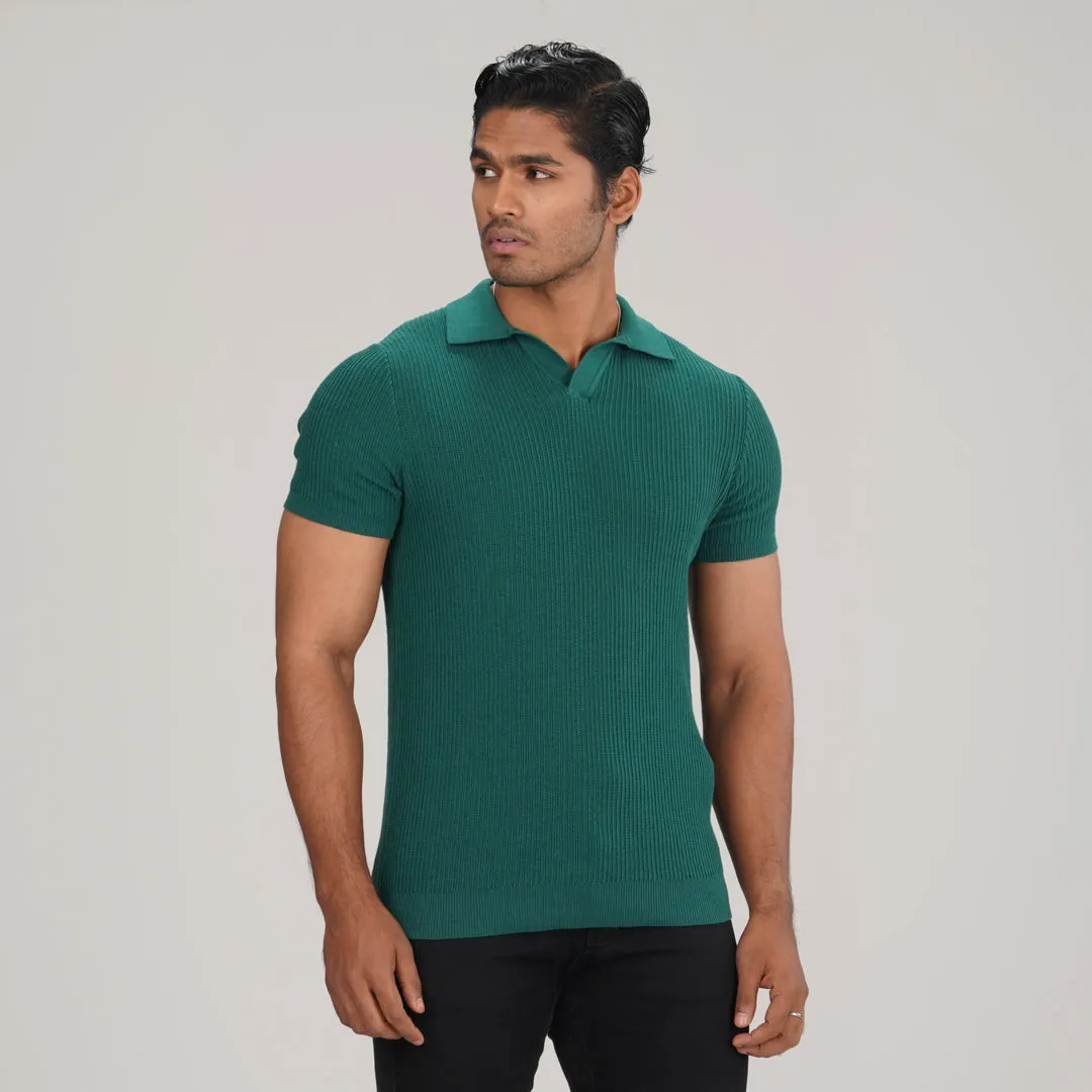 Mens Green Sweater Polo