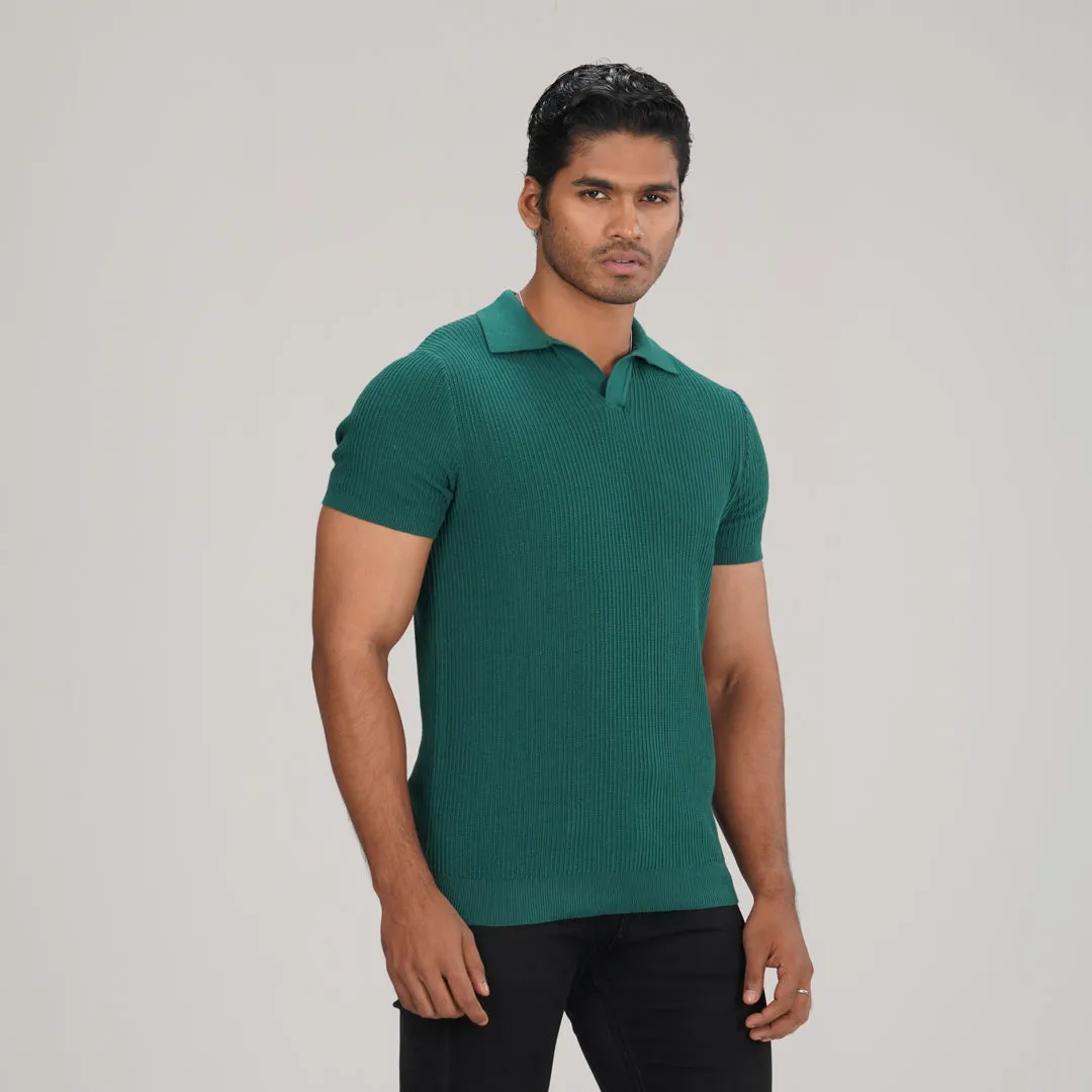 Mens Green Sweater Polo