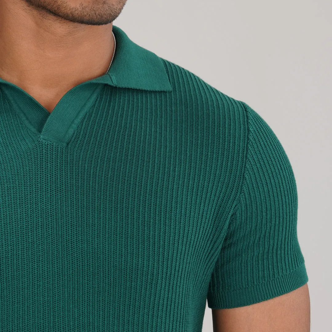Mens Green Sweater Polo
