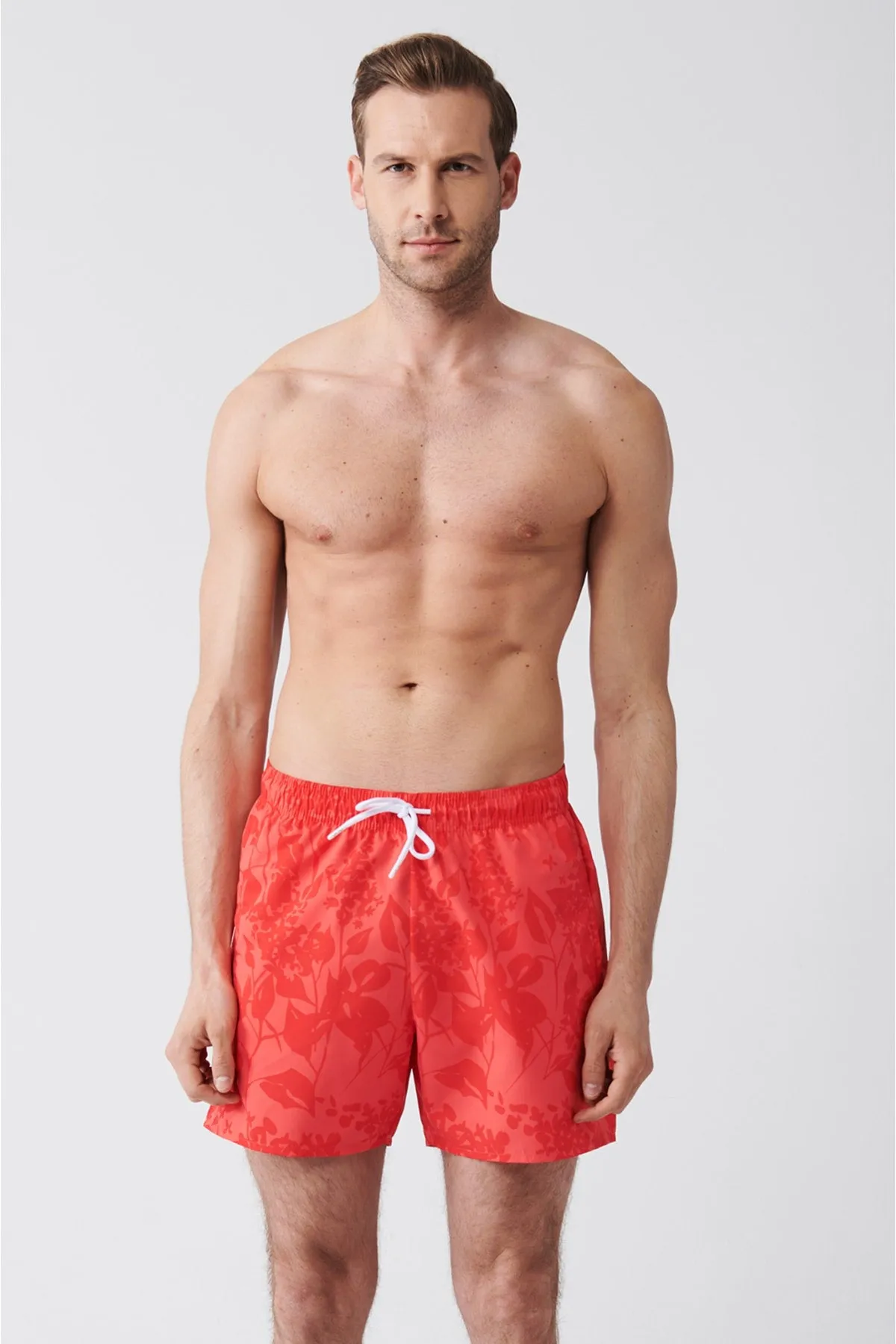 Men's Pomegranate Flower Quick Dry Printed Standard Size Swimwear Sea Shorts E003802